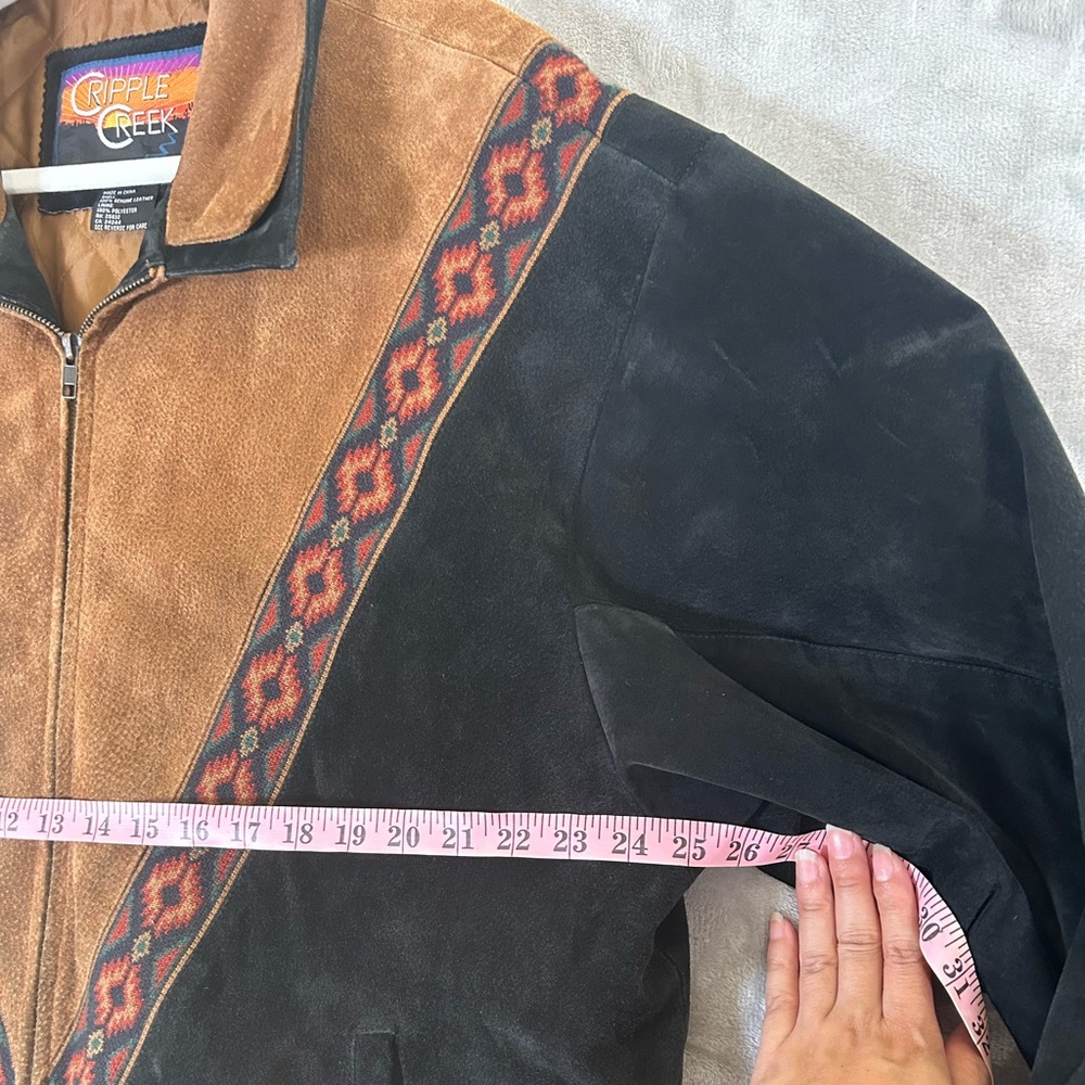 Vintage cripple creek two tone suede Aztec bomber jacket - Picture 6 of 14